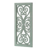 Distressed Hand-Carved Seafoam Green Wood Wall Medallion Panel, 16x36